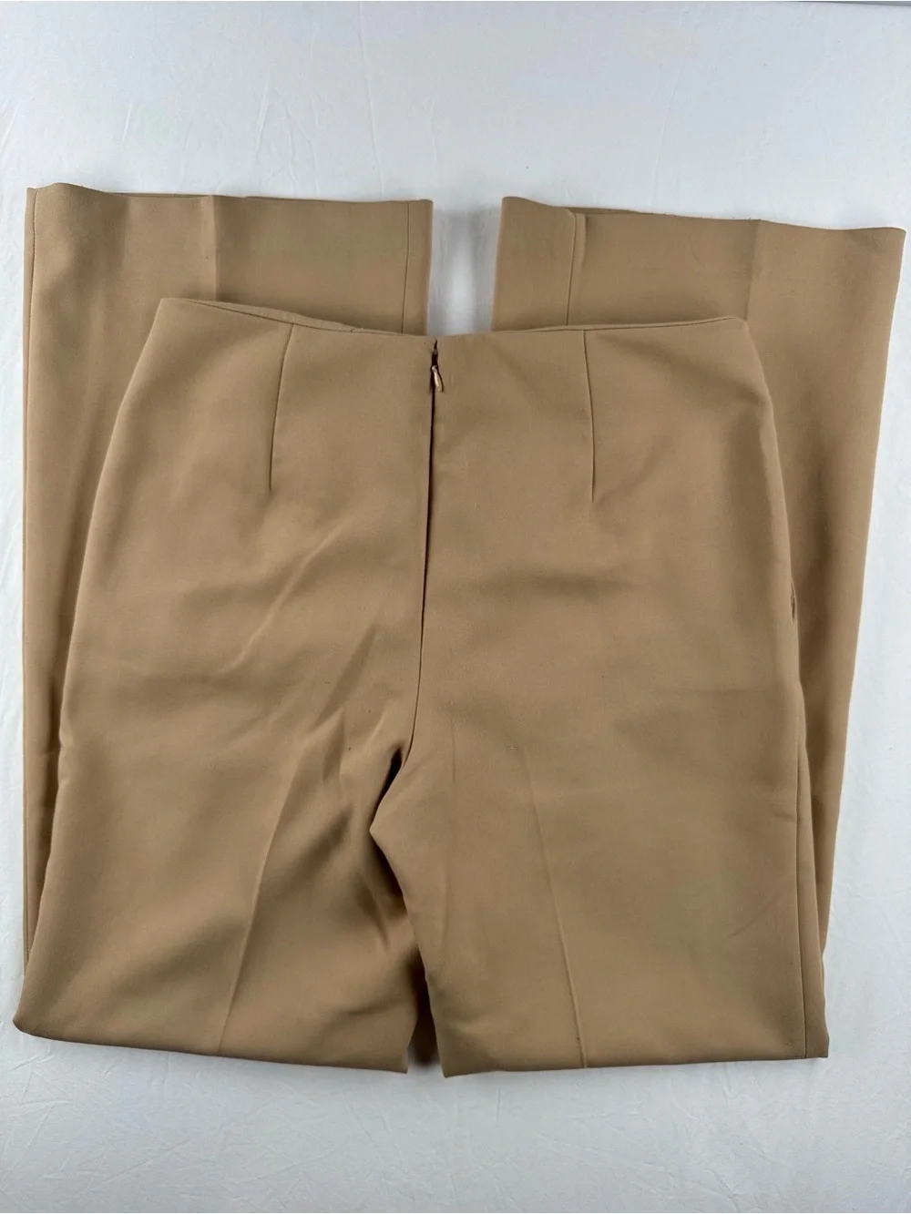Vince Camuto Tan High-Waist Tailored Trousers with Gold Buttons - Picture 3 of 7